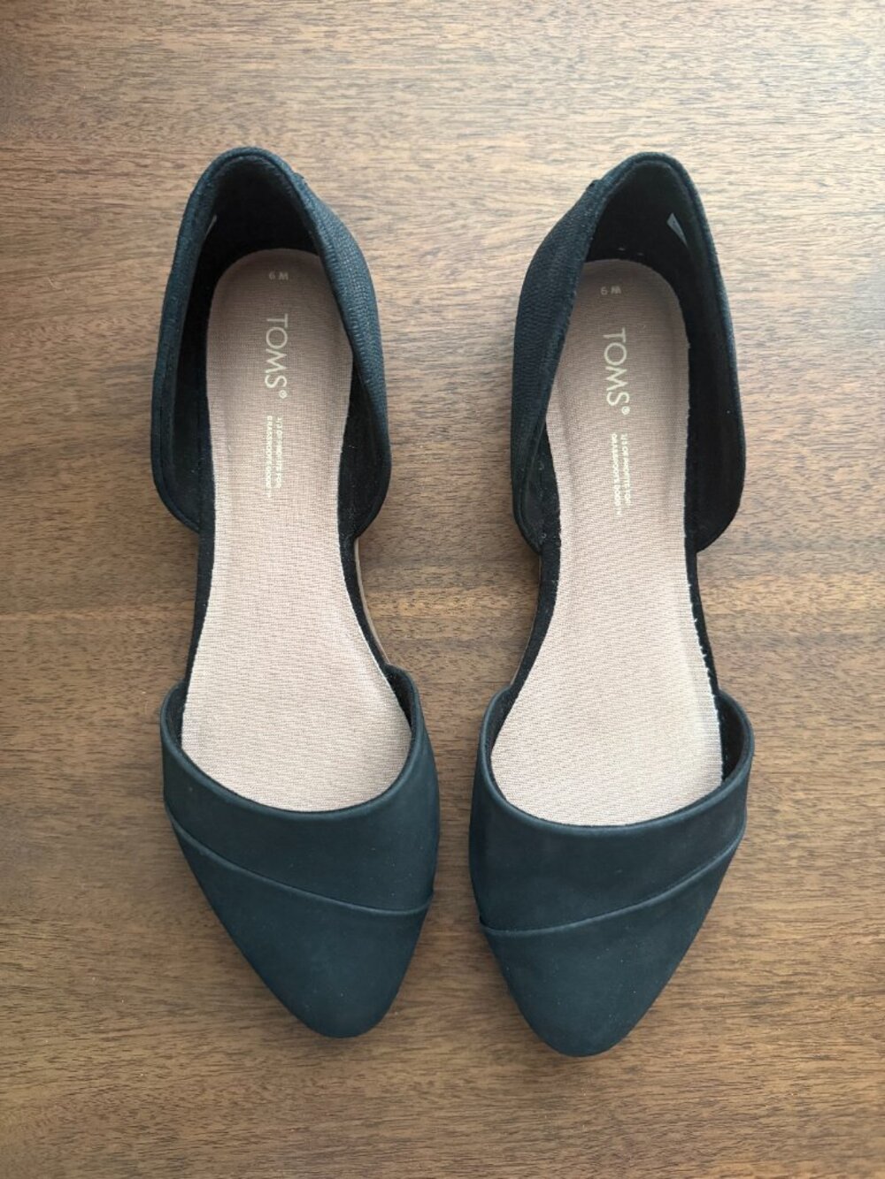 Toms Black D'Orsay Flats